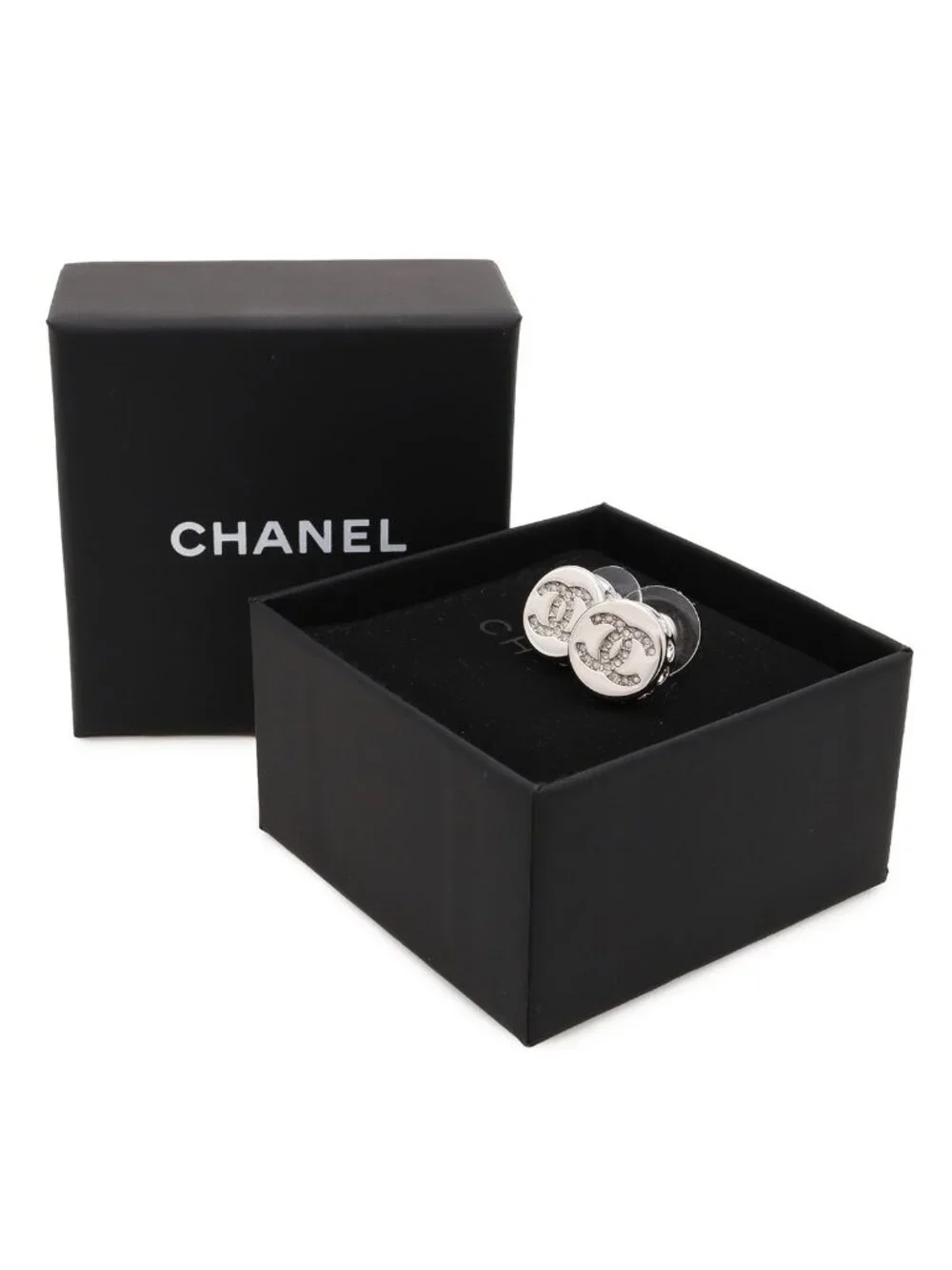 Chanel CC Logo Stud Earrings Round